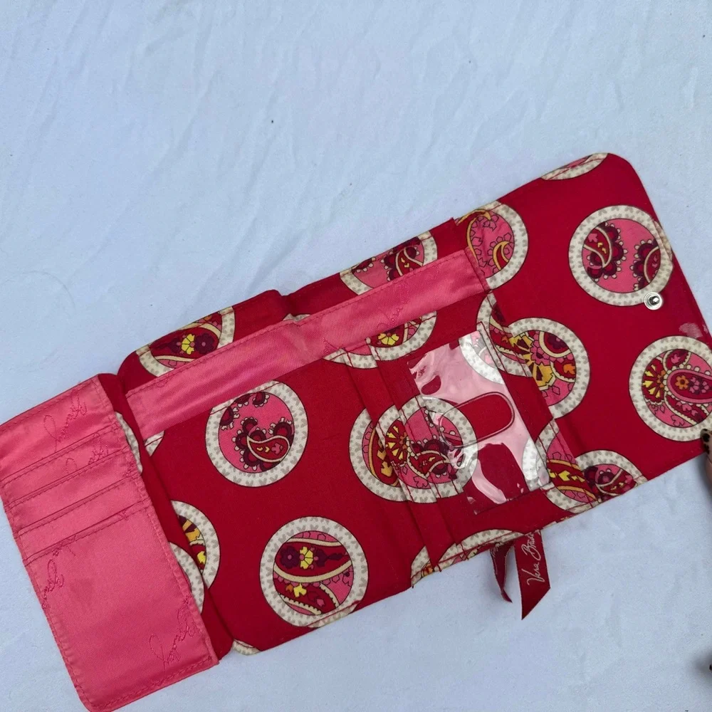 Vera Bradley Red & Pink Paisley Quilted Fold-Over Cosmetic Bag - Picture 3 of 4